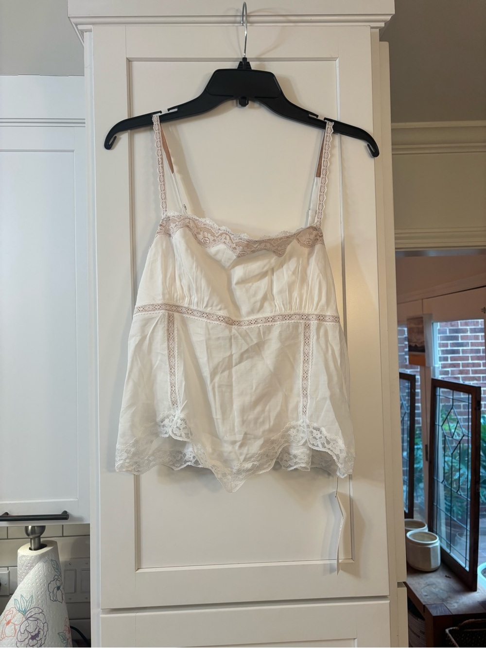 Reformation Apricot white lace babydoll tank top in cotton blend - Picture 4 of 7